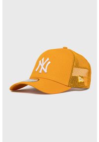 New Era czapka kolor pomarańczowy z aplikacją. Kolor: pomarańczowy. Wzór: aplikacja