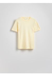 Reserved - T-shirt z bawełny merceryzowanej - kremowy. Kolor: kremowy. Materiał: bawełna #1