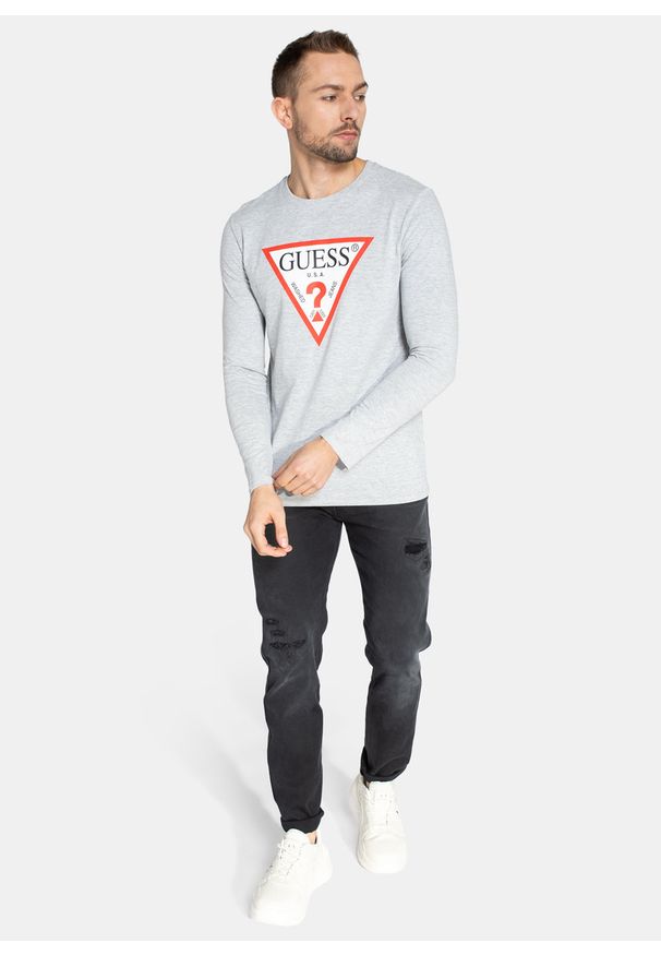 Longsleeve męski Guess CN LS Original Logo (M1RI31I3Z11-LHY). Okazja: na co dzień. Kolor: szary. Długość rękawa: długi rękaw. Styl: casual
