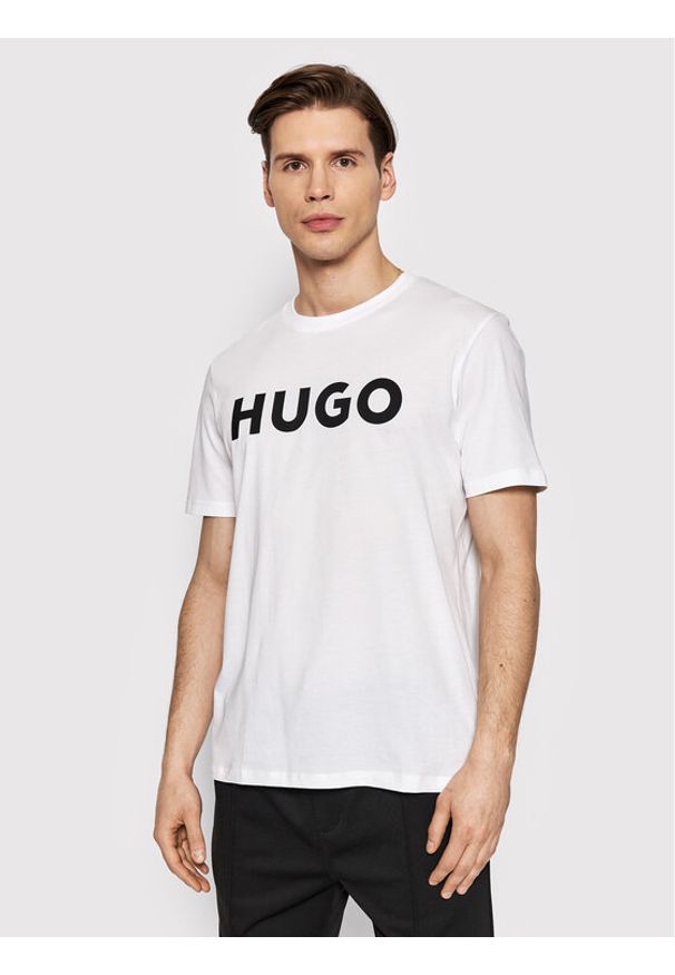 Hugo T-Shirt Dulivio 50467556 Biały Regular Fit. Kolor: biały. Materiał: bawełna