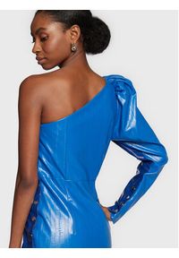 ROTATE Sukienka z imitacji skóry Colourblock RT1778 Granatowy Regular Fit. Kolor: niebieski. Materiał: skóra, wiskoza #3