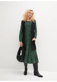 bonprix - Sukienka z dżerseju, z lejącego materiału z domieszką wiskozy. Kolor: zielony. Materiał: jersey, wiskoza, materiał #1