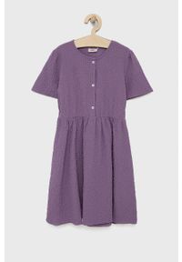 Kids Only sukienka dziecięca kolor fioletowy mini rozkloszowana. Kolor: fioletowy. Materiał: tkanina. Długość rękawa: krótki rękaw. Typ sukienki: rozkloszowane. Długość: mini #1