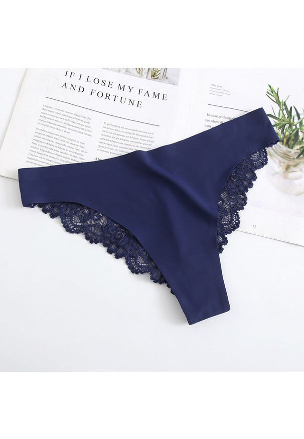 Intica - Koronkowe figi z wysokiej jakości materiału Veselka. Kolor: niebieski. Materiał: materiał, koronka. Wzór: koronka