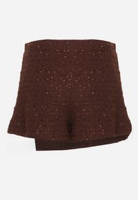 Born2be - Brązowe Spódnico-Szorty z Wełną i Cekinami Fedara. Okazja: na co dzień. Kolor: brązowy. Materiał: wełna. Styl: klasyczny, casual #2