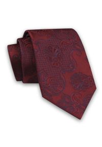 Alties - Bordowy Elegancki Męski Krawat -ALTIES- 7cm, Stylowy, Klasyczny, w Niebieski Wzór Orientalny. Kolor: niebieski, wielokolorowy, czerwony. Materiał: tkanina. Styl: elegancki, klasyczny #1