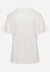 Renee - Biały T-shirt Bluzka z Bawełny z Krótkim Rękawem i Aplikacją Kwiatu Dimasa. Okazja: na imprezę, na urodziny, na randkę. Kolor: biały. Materiał: bawełna. Długość rękawa: krótki rękaw. Długość: krótkie. Wzór: aplikacja, kwiaty. Sezon: lato. Styl: elegancki, klasyczny #2