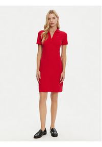 TOMMY HILFIGER - Tommy Hilfiger Sukienka codzienna WW0WW42567 Czerwony Slim Fit. Okazja: na co dzień. Kolor: czerwony. Materiał: bawełna. Typ sukienki: proste. Styl: casual #5