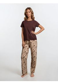 Sinsay - Bawełniana piżama dwuczęściowa - brązowy. Kolor: brązowy. Materiał: bawełna #1