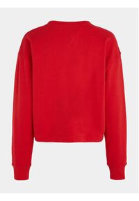 Tommy Jeans Bluza Ess Logo DW0DW16393 Czerwony Cropped Fit. Kolor: czerwony. Materiał: syntetyk, bawełna