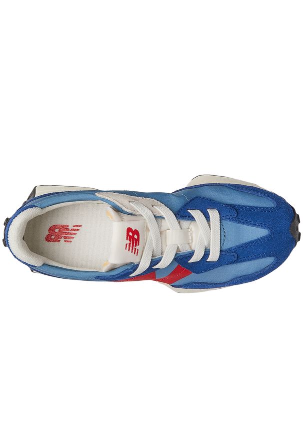 Buty dziecięce New Balance PH327VD – niebieskie. Okazja: na co dzień. Kolor: niebieski. Materiał: zamsz, guma, skóra. Szerokość cholewki: normalna