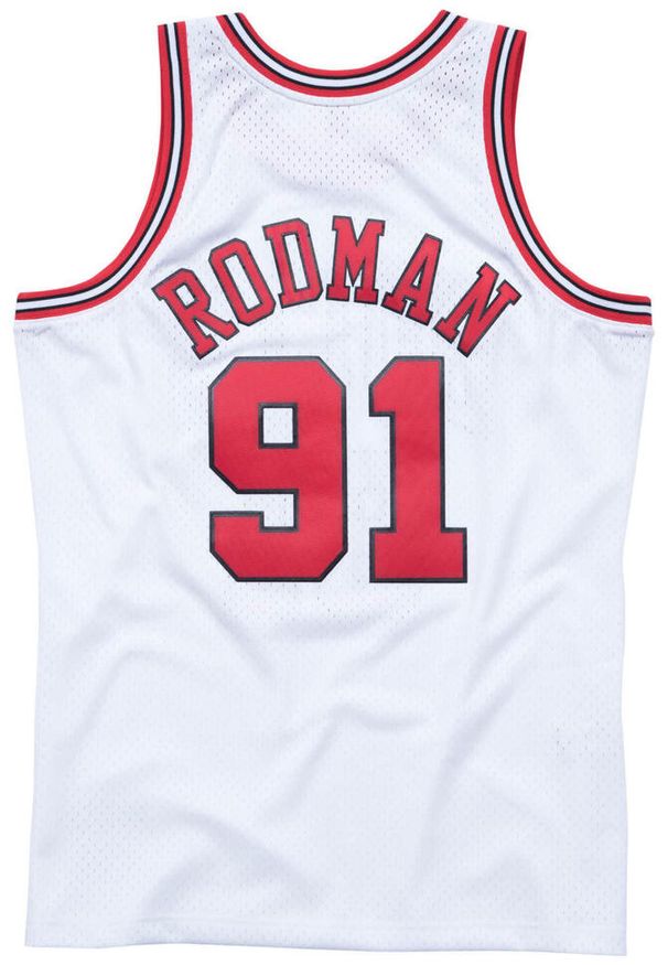 Koszulka męska do koszykówki Mitchell & Ness Chicago Bulls NBA Dennis Rodman. Kolor: czerwony, biały, wielokolorowy. Sport: koszykówka