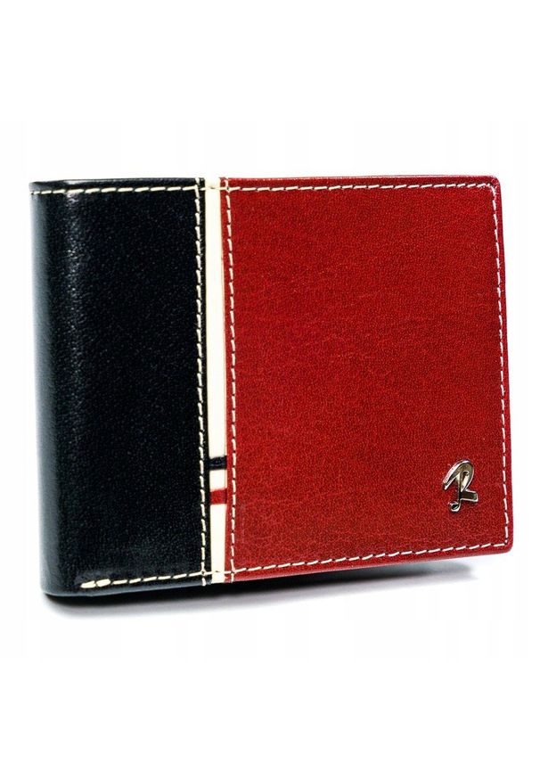 ROVICKY - Portfel męski czarno-czerwony Rovicky 323-RBA-D BLACK-RED. Kolor: czerwony, czarny, wielokolorowy. Materiał: skóra