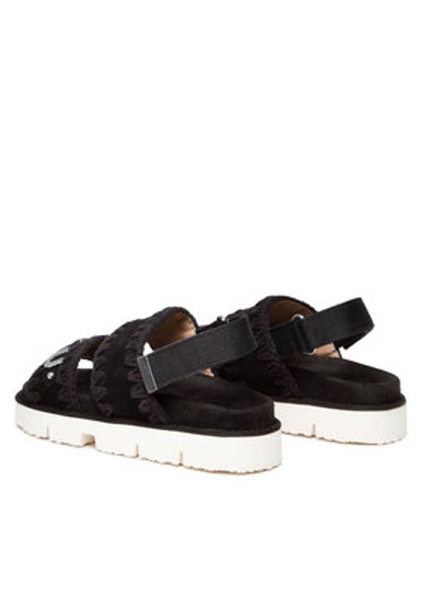 Mou Sandały New Bio Sandal SW461001A Czarny. Kolor: czarny. Materiał: zamsz, skóra