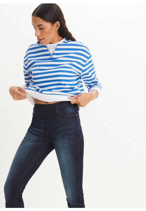 bonprix - Jegginsy Mid Waist. Kolor: niebieski