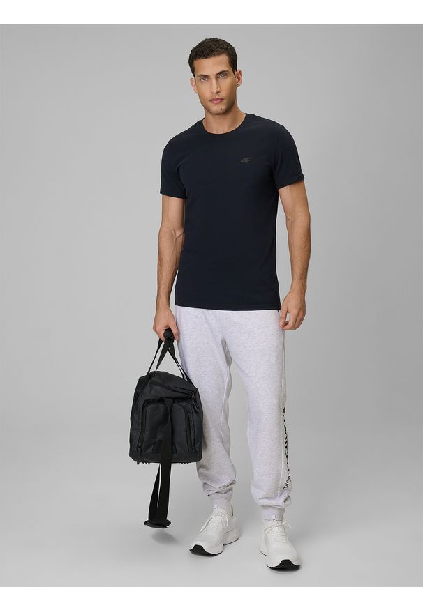 4f - 4F T-shirt slim gładki męski - granatowy M. Okazja: na co dzień. Kolor: niebieski. Materiał: dzianina, materiał, bawełna. Wzór: gładki. Styl: casual