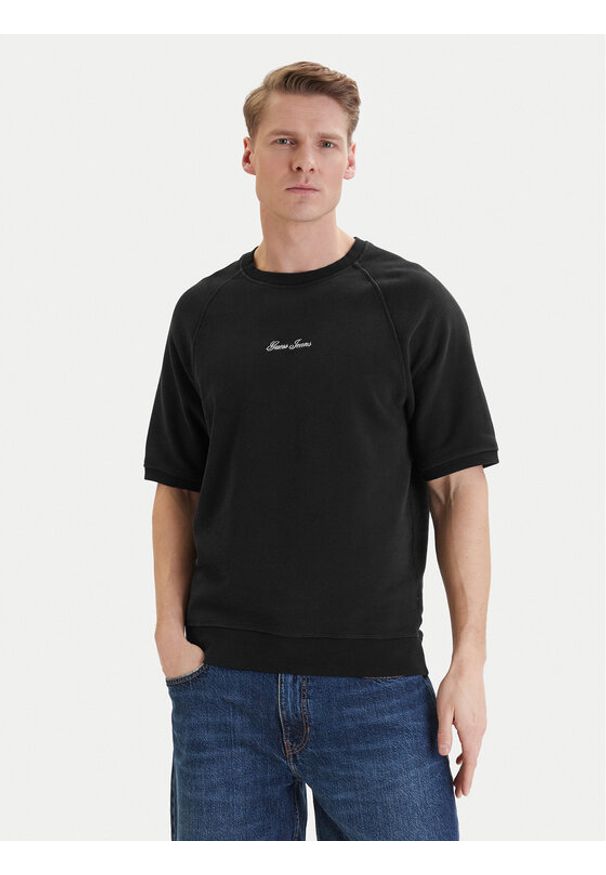 Guess Jeans Bluza M6GQB2 KCPR1 Czarny Oversize. Kolor: czarny. Materiał: bawełna