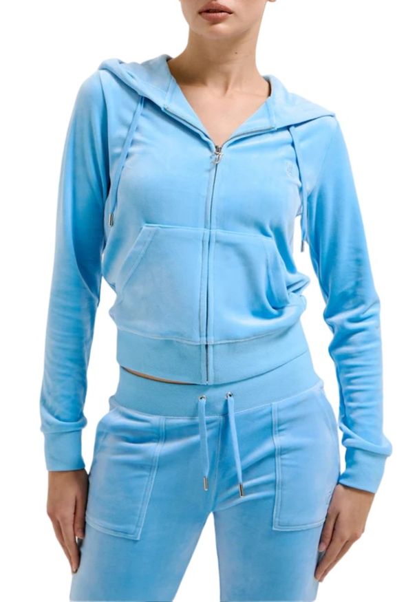 Juicy Couture - JUICY COUTURE Błękitna damska bluza Robertson Hoodie, Rozmiar M. Kolor: niebieski