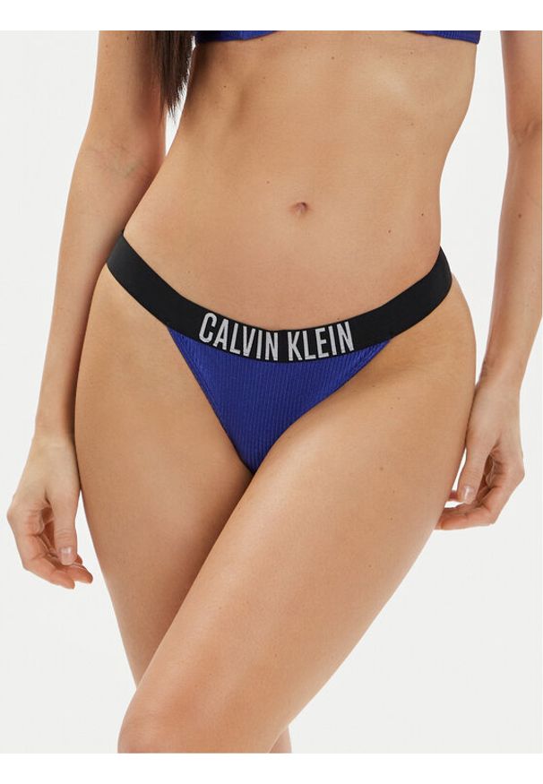 Calvin Klein Swimwear Dół od bikini KW0KW02392 Granatowy. Kolor: niebieski. Materiał: syntetyk