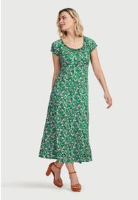 Cellbes - Wzorzysta sukienka. Kolor: zielony. Materiał: materiał. Długość rękawa: krótki rękaw. Typ sukienki: z odkrytymi ramionami #1