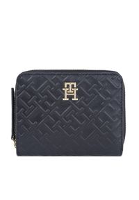 TOMMY HILFIGER - Tommy Hilfiger Mały Portfel Damski Th Refined Med Za Mono AW0AW15755 Czarny. Kolor: czarny. Materiał: skóra