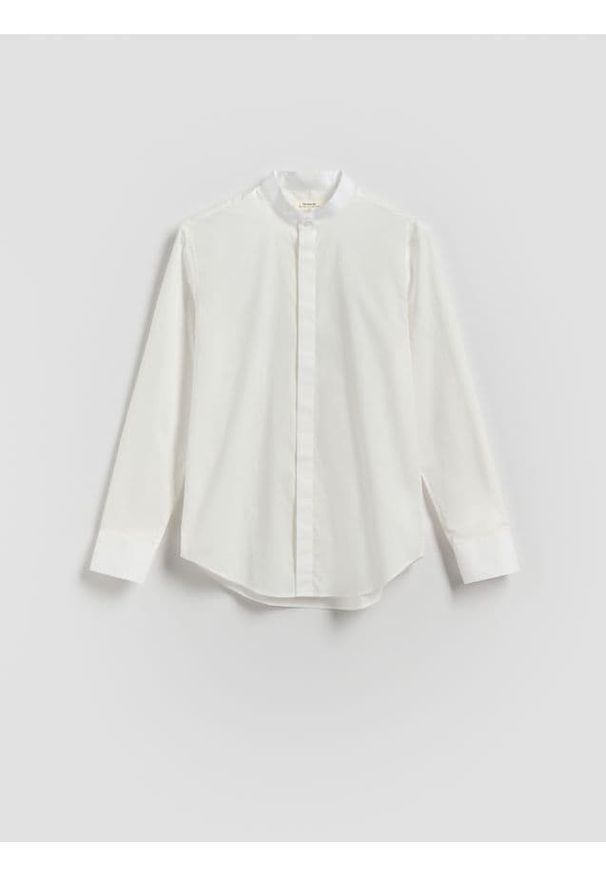 Reserved - Bawełniana koszula slim fit - biały. Kolor: biały. Materiał: bawełna
