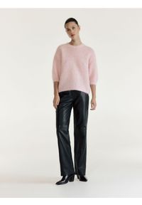 Reserved - Sweter z wełną - pastelowy róż. Kolor: różowy. Materiał: wełna #1