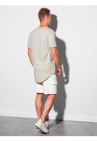 Ombre Clothing - T-shirt męski bawełniany S1384 - szary - XXL. Kolor: szary. Materiał: bawełna. Długość: długie. Styl: klasyczny, sportowy