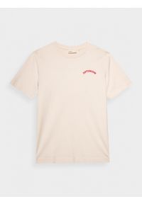 outhorn - T-shirt z haftem męski - kremowy. Okazja: na co dzień. Kolor: kremowy. Materiał: bawełna, dzianina. Wzór: haft. Styl: casual #9