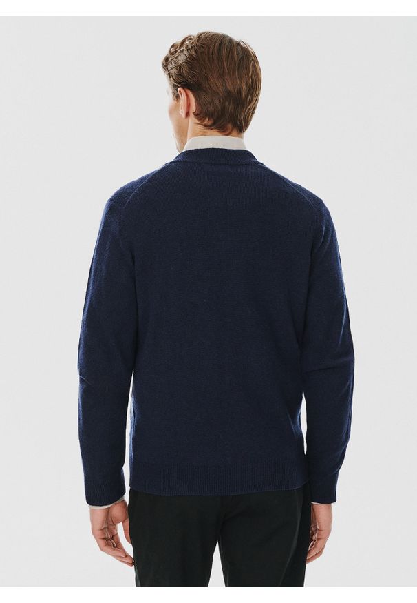 Pako Lorente - PAKO LORENTE – Sweter męski rozpinany w granatowym kolorze. Kolor: szary, niebieski. Materiał: wełna, poliamid, bawełna. Sezon: jesień