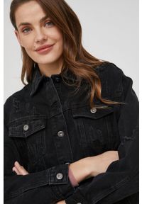 Answear Lab kurtka jeansowa bawełniana kolor czarny przejściowa oversize. Kolor: czarny. Materiał: jeans, bawełna. Styl: wakacyjny