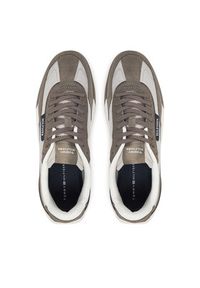 TOMMY HILFIGER - Tommy Hilfiger Sneakersy Retro Runner Nylon Mix FM0FM05523 Beżowy. Kolor: beżowy. Materiał: skóra, zamsz #5
