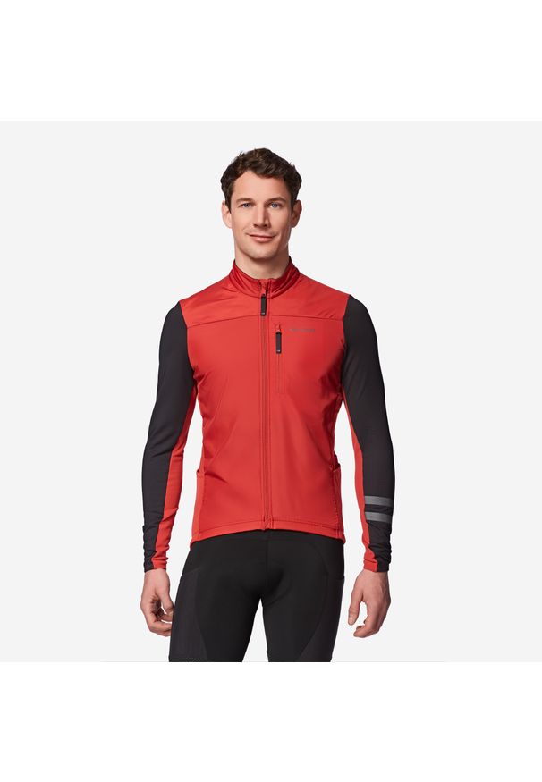 VAN RYSEL - Koszulka rowerowa szosowa Van Rysel EDR długi rękaw. Kolor: czarny, czerwony, wielokolorowy. Materiał: polar, materiał. Długość rękawa: długi rękaw. Długość: długie. Sezon: zima. Sport: kolarstwo, wspinaczka