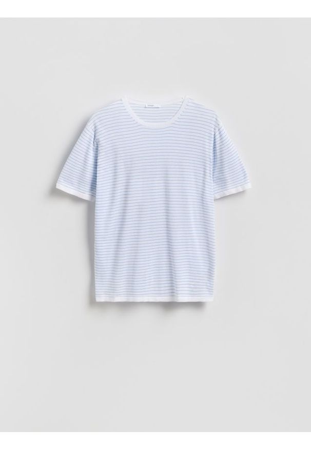 Reserved - T-shirt regular fit z lyocellem - jasnoniebieski. Kolor: niebieski. Materiał: bawełna