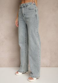Renee - Jasnoniebieskie Jeansy High Waist z Szeroką Nogawką ErIdell. Okazja: na co dzień, na spotkanie biznesowe. Stan: podwyższony. Kolor: niebieski. Styl: biznesowy, elegancki, casual #4