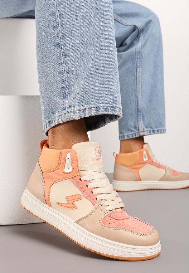 Born2be - Pomarańczowe Sneakersy Eudala. Kolor: beżowy. Materiał: jeans