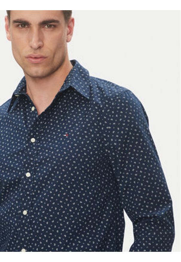 TOMMY HILFIGER - Tommy Hilfiger Koszula MW0MW38559 Granatowy Slim Fit. Kolor: niebieski. Materiał: bawełna