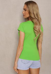 Renee - Jasnozielony T-shirt z Bawełny z Aplikacją z Cyrkonii Fierana. Okazja: na co dzień. Kolor: zielony. Materiał: bawełna. Wzór: aplikacja. Styl: casual #5