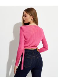 SELF PORTRAIT - Różowy krótki sweter. Kolor: różowy, wielokolorowy, fioletowy. Materiał: dzianina, prążkowany. Długość: krótkie #5