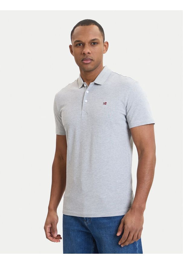 Napapijri Polo Ealis NP0A4H8B Szary Regular Fit. Typ kołnierza: polo. Kolor: szary. Materiał: bawełna