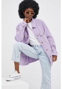 Brave Soul kurtka sztruksowa kolor fioletowy przejściowa. Kolor: fioletowy. Materiał: sztruks. Wzór: gładki