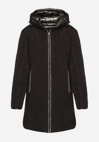 Born2be - Czarna Pikowana Kurtka Dwustronna z Kapturem Alarrise. Okazja: na spacer. Typ kołnierza: kaptur. Kolor: czarny. Materiał: skóra, jeans. Wzór: gładki #5