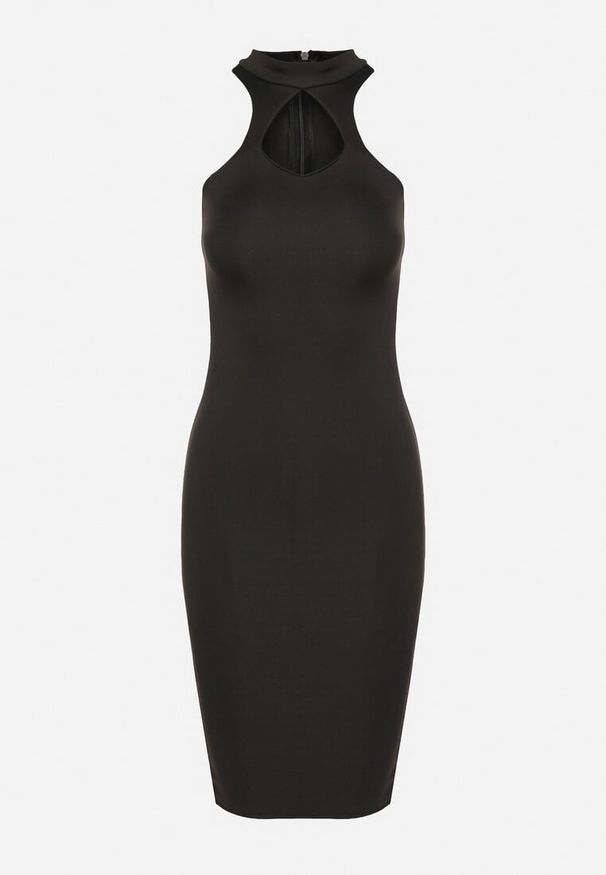 Born2be - Czarna Dopasowana Sukienka Bez Rękawów z Wycięciem przy Dekolcie Galoriena. Okazja: na co dzień. Kolor: czarny. Długość rękawa: bez rękawów. Typ sukienki: proste. Styl: casual, elegancki