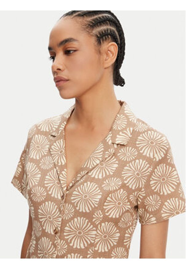 Roxy Sukienka koszulowa Happy Shiny Girls ERJWD03881 Brązowy. Kolor: brązowy. Materiał: bawełna. Typ sukienki: koszulowe