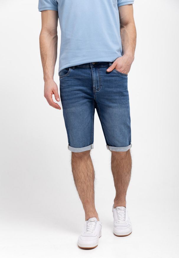 Volcano - Granatowe szorty jeansowe E-MEXT. Kolor: niebieski. Materiał: jeans. Długość: krótkie. Styl: klasyczny