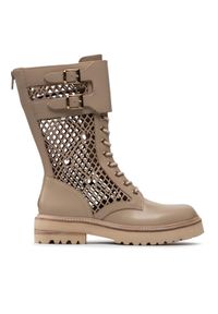 Pinko - PINKO Botki Noemi Stivale PE 22 BLKS1 1H212D Y87W Beżowy. Kolor: beżowy. Materiał: skóra
