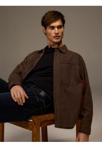 Reserved - Bawełniana koszula regular fit - dark grey jeans. Materiał: bawełna, jeans #1