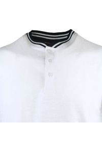 Męski T-Shirt, Dekolt z Guzikami - Pako Jeans - Biały Kolor. Okazja: na co dzień. Kolor: biały. Materiał: bawełna. Styl: casual