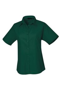 PREMIER - Bluzka Damska Z Krótkim Rękawem Z Popeliny. Kolor: zielony. Długość rękawa: krótki rękaw. Długość: krótkie #1