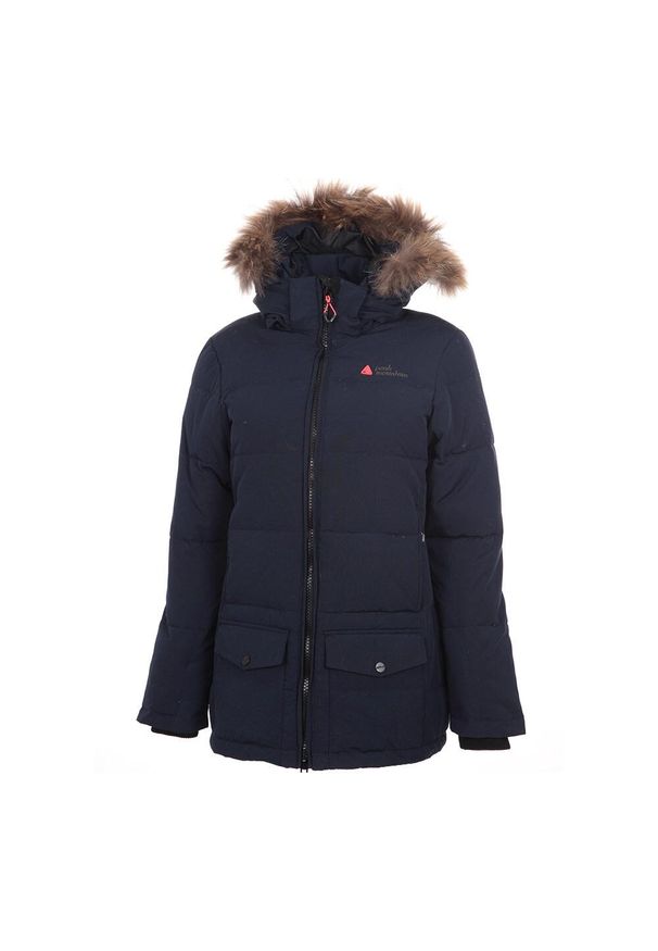 PEAK MOUNTAIN - Damska kurtka puchowa Peak Mountain Atole. Kolor: niebieski. Materiał: puch. Sezon: zima. Sport: narciarstwo